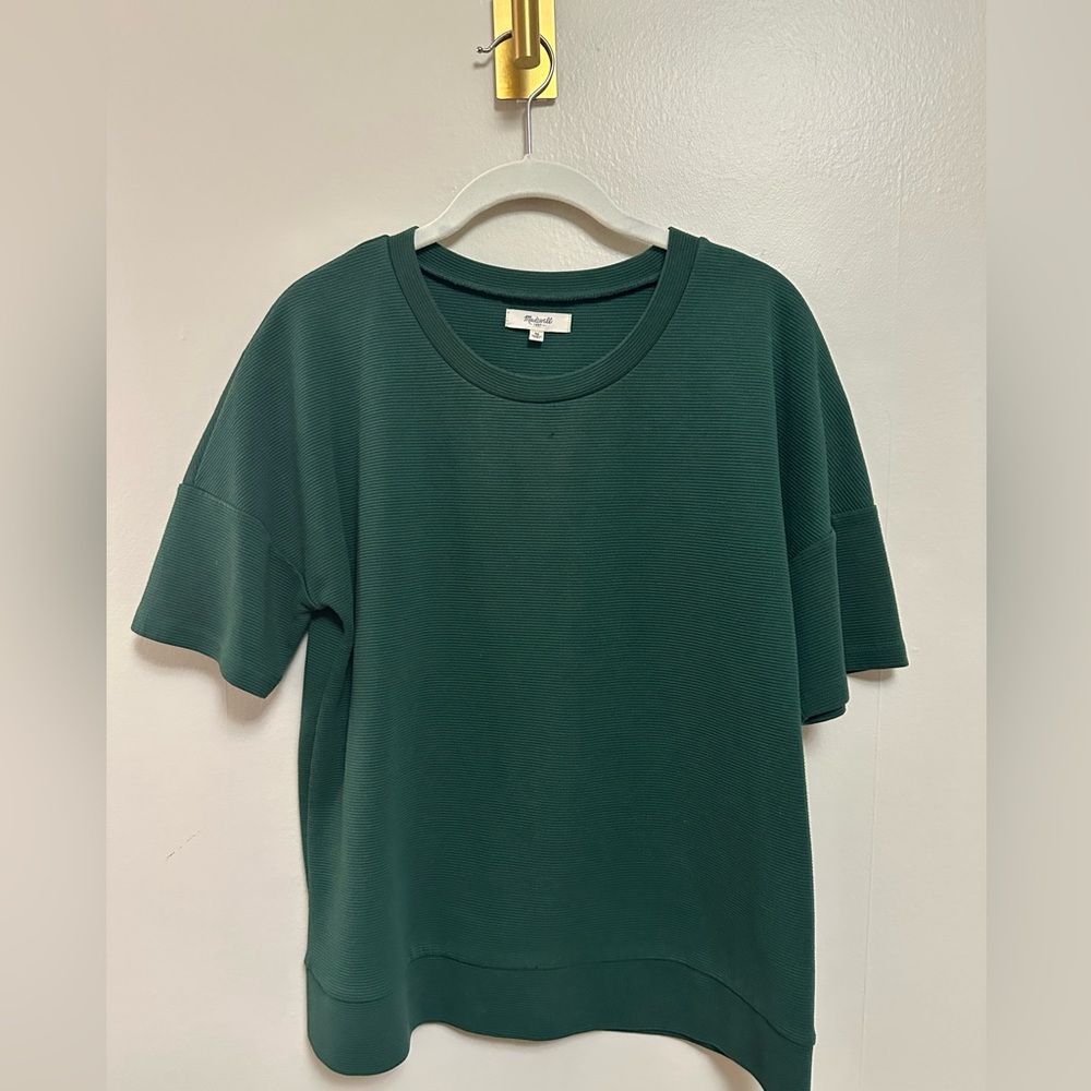 Madewell Ribbed Crewneck Top in Deep Green